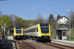 612 067-8 als Re26385 (Villingen(Schwarzw)-Neustadt(Schwarzw)) und 612 106-4 als RE 26382 (Neustadt(Schwarzw)-Villingen(Schwarzw)) in Döggingen 20.4.18