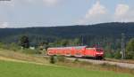 RE 19037 (Stuttgart Hbf-Singen(Htw)) mit Schublok 146 221-7 bei Mhringen 30.8.13