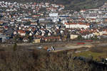 24.12.2017 Geislingen,Ruine Helfenstein - Blick auf den Bahnhof Geislingen mit Stellwerk