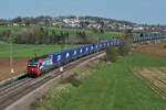 SBBC 193 467-8 mit GTS-Containerzug (Nudelzug) Nassachtalbrücke/Uhingen 08.04.2020