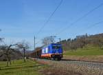 185 419 mit Sandzug auf der Filsbahn bei Gingen/Fils am 17.3.2015