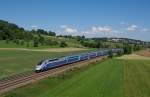 TGV Duplex 4729 auf dem Weg nach Paris als TGV 9592.Aufgenommen im Filstal auf der Nassachtalbrücke am 4.6.2015.