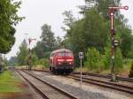 225 803-6 bei der Einfahrt in Bahnhof Roßberg am 22.06.2011.