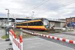 Auf dem Weg nach Bad Wimpfen zu meiner Frau ist mir dieser Nachschuß auf den AVG Triebwagen 940 in Gundelsheim Neckar am ehemaligen Bü gelungen. 17.3.2019