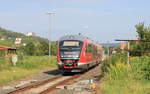 Am 28.08.2019 erreicht 642 221 als RB aus Wertheim den Bahnhof Bad Mergentheim. 