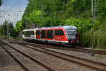Ausfahrt aus Seckach haben die beiden Triebwagen 642 006 und 642 060 als Regionalbahn nach Walldürn. An Samstag den 2.9.2017 gegen 16:45 auf der Kbs 784 Madonnenlandbahn.