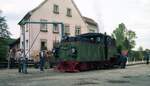 Jagsttalbahn__Lok 99 4652 beim Wasserfassen in der Station Westernhausen.__17-05-1986