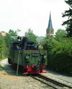 Jagsttalbahn__Lok 99 4652 : Wasserfassen an der Bahnhofsausfahrt Möckmühl .__17-05-1986