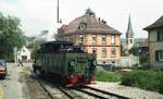 Jagsttalbahn__Lok 99 4652 rangiert im Bf Möckmühl.__17-05-1986