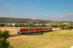 Die BR 622 wurde ungewöhnlicherweise am 13.08.22 auf der Strecke Neustadt Aisch - Steinach eingesetzt, auf der sonst nur BR 642 Desiro verkehren. 