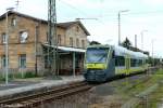 16 Jahre nach dem Bild ID 849414 hielt der agilis-RegioShuttle 650 522 in Breitengüßbach auf Gleis 1. (Blick nach Norden am 2.7.11)