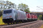 185 666-5 Lokomotion mit 7x 0469 LCH (ex 212 DB) bei Redwitz am 18.08.2012.