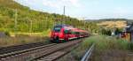 442 277 ist am Morgen des 23.07.2013 als RE 4981 von Jena Saalbahnhof nach Nürnberg Hbf unterwegs und fährt gerade in Probstzella ein.