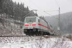 146 566-5 DB bei Steinbach auf der Frankenwaldrampe am 23.01.2015.