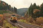 211 074-0 Erfurter Gleisbau bei Förtschendorf am 09.11.2015.