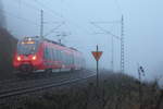 442 604 DB Regio im Nebel bei Steinbach im Frankenwald am 24.11.2016.