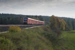 612 657 mit dem RE 3431 von Nürnberg Hbf nach Hof Hbf bei Marktleuthen, 29.09.2017