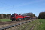 1116 209 auf dem Weg nach Innsbruck am 20. März 024 bei Brannenburg im Inntal.