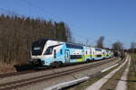 4010 026 der  WESTBAHN  auf dem Weg nach München am 9. Februar 2023 bei Sossau im Chiemgau.