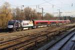 Die Bulletin 1116 222 mit Railjet von Wie West nach Frankfurt in Rosenheim am 04.12.2013