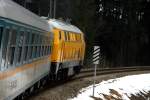 Eine Fahrt im ALEX zwischen Immenstadt und Oberstdorf, gezogen an diesem Tag von 218 391, die als Ersatzlok unterwegs war, 01.01.2013