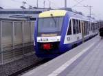 Dieseltriebwagen (BR 648 LINT 41) der Bayerischen Regiobahn (BRB) auf der Linie R11 Richtung Augsburg Hbf - Oberhausen am HP Augsburg-Haunstetter Str.