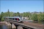 Zwei FLIRT´s berqueren den Harkortsee als ABR99612, (RE16  Ruhr-Sieg-Express ), auf der Fahrt von Essen Hbf nach Iserlohn/Siegen. (12.05.2008)