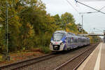 SNCF 85501M ( Alstom Regiolis /  Ein Zug verbindet Frankreich und Deutschland ) machte am 07.11.2022 Testfahrten zwischen Rotenburg (Wümme) und oder Tostedt / Buchholz (Nordheide). Gesehen in Lauenbrück bei nicht so schönen Licht.