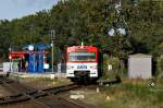 Ein VT2E der AKN  als Zug der Linie A3 aus Elmshorn wird am 15.10.2009 im Bahnhof Ulzburg Sd ausgesetzt.