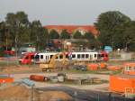 Ein Nahverkehrzug CORADIA LINT 41/H vom ALSTOM  Betreiber AKN (www.akn.de)  Im Vordergrund der Bau des neuen Bahnhofes Kaltenkirchen  weitere Bilder unter www.stockmar.tk 