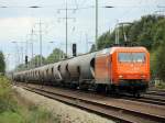 Die durch die  EKO Trans gemietete 145-CL001 (145 501) mit einem Kesselzug am 16. September 2013 auf dem sdlichen Berliner Auenring  in Hhe  Diedersdorf .