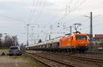 ArcelorMittal 145-CL 001 mit einem Staubsilozug in Bamberg (17.03.2014)