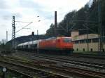 145-CL 002 von Arcelor Mittal zieht am 21.April 2014 einen Staubzug durch Kronach in Richtung Saalfeld.