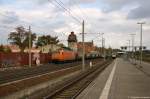 145-CL 002 (145 082-4) ArcelorMittal Eisenhüttenstadt Transport GmbH mit dem Arcelor-Staubzug, bei der Durchfahrt in Rathenow und fuhr weiter in Richtung Stendal.