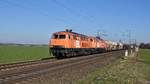 BBL 17 (225 099) + 19 (225 015) mit Schüttgutwagenzug in Richtung Minden (bei Stadthagen, 27.02.19).