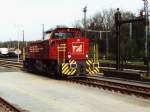 D23 der Bentheimer Eisenbahn AG auf Bahnhof Bentheim-Nord am 22-4-2001.