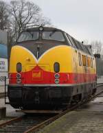 Die stärkste Diesellok der Bentheimer Eisenbahn, Lok Coevorden, eine ehemalige Lok der V 200 Familie der DB, stand am 3.2.2015 im Bentheimer Bahnhof.