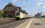 182 515 (ES 64 U2-015) mit Containerzug in Fahrtrichtung Sden. Aufgenommen am 08.05.2013 in Eichenberg.