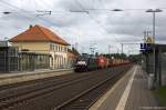 ES 64 U2 - 007 (182 507-4) MRCE Dispolok GmbH für boxXpress.de GmbH mit einem Containerzug in Bienenbüttel und fuhr weiter in Richtung Lüneburg. 09.09.2014