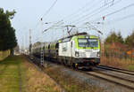 193 583 der Captrain führte am 18.02.24 einen Agro Terminal-Silozug durch Wittenberg-Labetz Richtung Falkenberg(E).