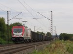 187 014 von Captrain zieht am 11.August 2016 einen Gterzug bei Thngersheim in Richtung Gemnden(Main).