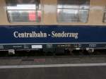 Die Beschriftungen der Wagen der Cetralbahn als Eurostrand Fun Express im Duisburger HBF am 28.03.2014