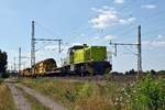 Alpha Trains Belgium 1508, vermietet an CFL Cargo Deutschland, mit Strabag-Bauzug in Richtung Hannover (Dedensen-Gmmer, 16.07.18).