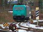 Am 16.03.2013 steht 185 577-4 von Crossrail in Aachen West auf dem Stumpfgleis an der Brenstrasse.