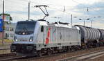 CTL Logistics GmbH mit der akiem Vectron   187 502-0  [NVR-Number: 91 80 6187 502-0 D-AKIEM] und Kesselwagenzug (Kerosin) am 28.08.18 Berlin Flughafen Berlin-Schönefeld.