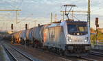 CTL Logistics GmbH mit der akiem  187 503-8  [NVR-Number: 91 80 6187 503-8 D-AKIEM] und Kesselwagenzug am 27.09.18 Bf. Flughafen Berlin-Schönefeld.