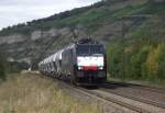 189 207 der CTL Logistics ist am 30. August 2011 mit einem kurzem Kaolinzug bei Thngersheim unterwegs.