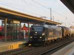 Gerade noch so erwischt! Die 185 545 von MRCE im Einsatz für CTL Logistik am 22.07.2015 bei der Durchfahrt des Bahnhofes Eberswalde.