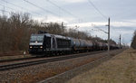 185 555 der CTL zog am 27.03.16 einen Kesselwagenzug durch Burgkemnitz Richtung Bitterfeld.