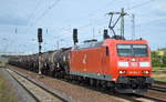 DB Cargo Deutschland AG mit  185 019-7  [NVR-Number: 91 80 6185 019-7 D-DB] und Kesselwagenzug (geschmolzenes Schwefel) am 28.08.18 Bf.